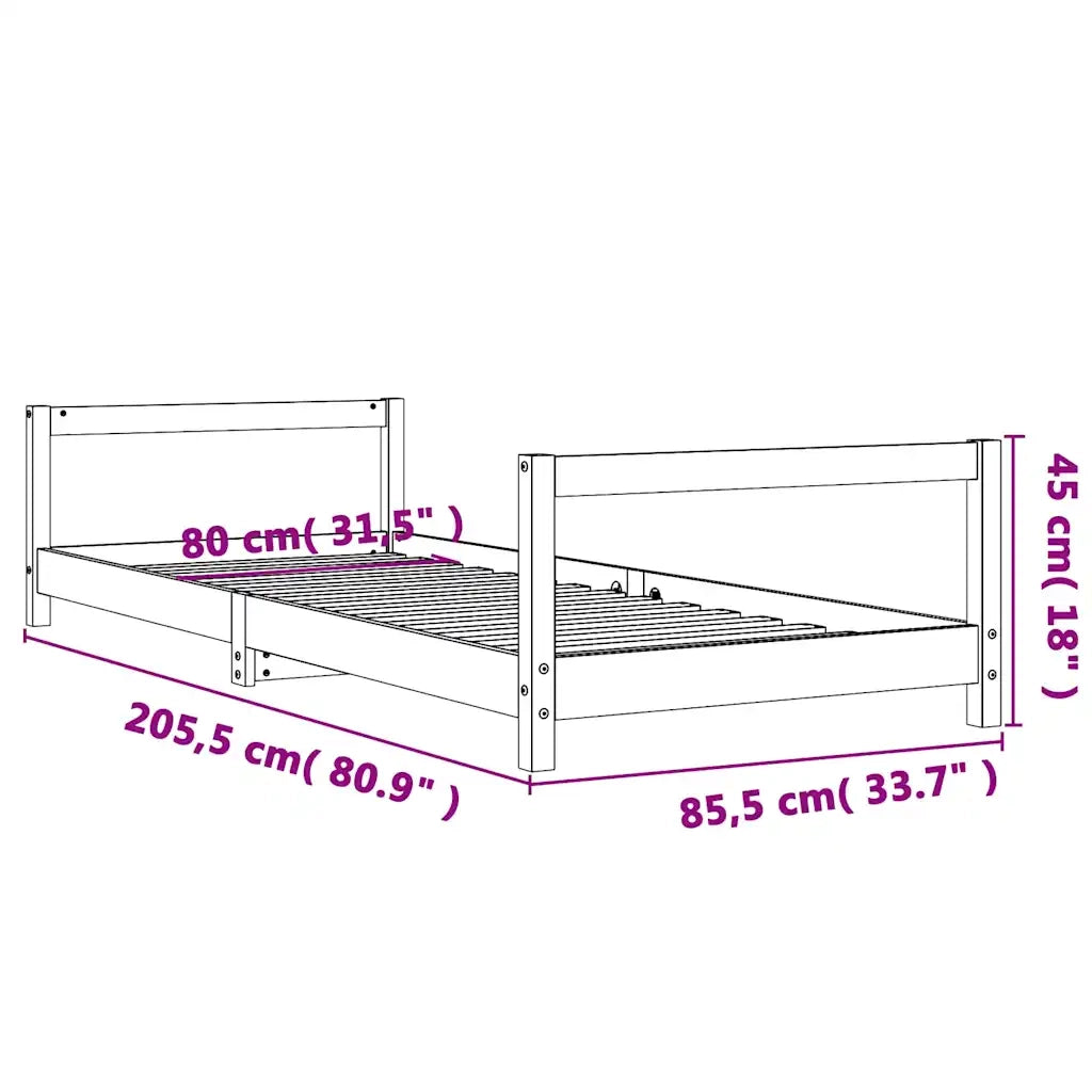 Giroletto per Bambini 80x200 cm in Legno Massello di Pino 834390