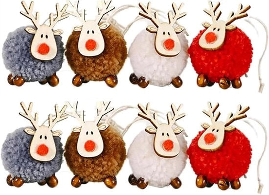 Set di 8 manichini di Natale - disegno eland - decorazioni per Natale - manichini di velluto per Natale - decorazioni per festività (colorati)