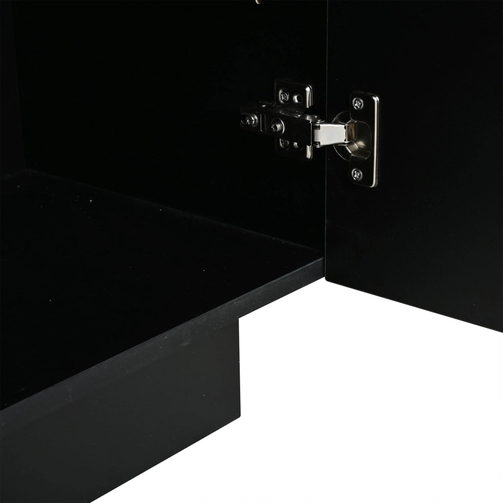 Credenza e madia a 3 ante con ripiani regolabili, finitura lucida, per soggiorno e sala da pranzo, nera 160 × 35 × 60 cm