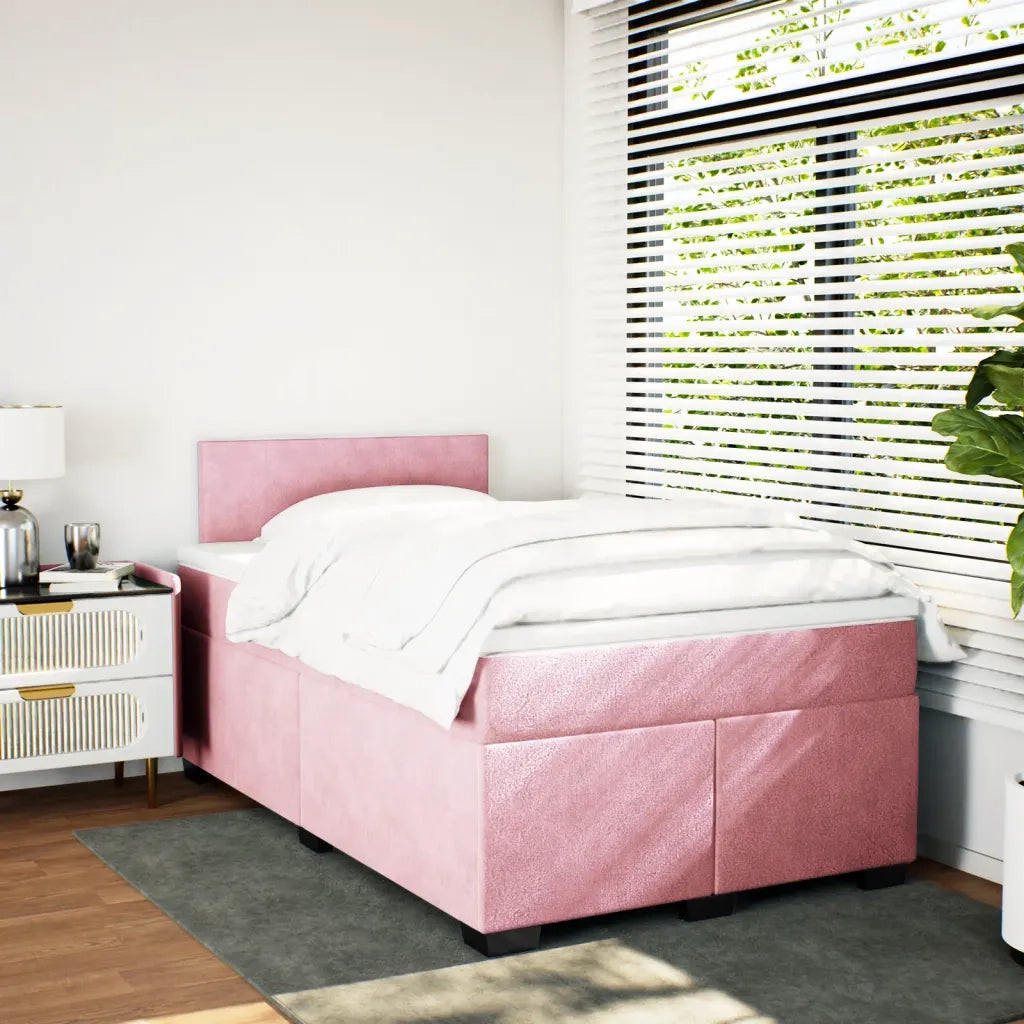 Giroletto a Molle con Materasso Rosa 120x190 cm in Velluto
