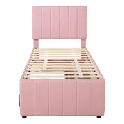 Letto con Cassetti 200x90 cm; Letto Singolo; Estraibile e 3 Cassetti - Rosa