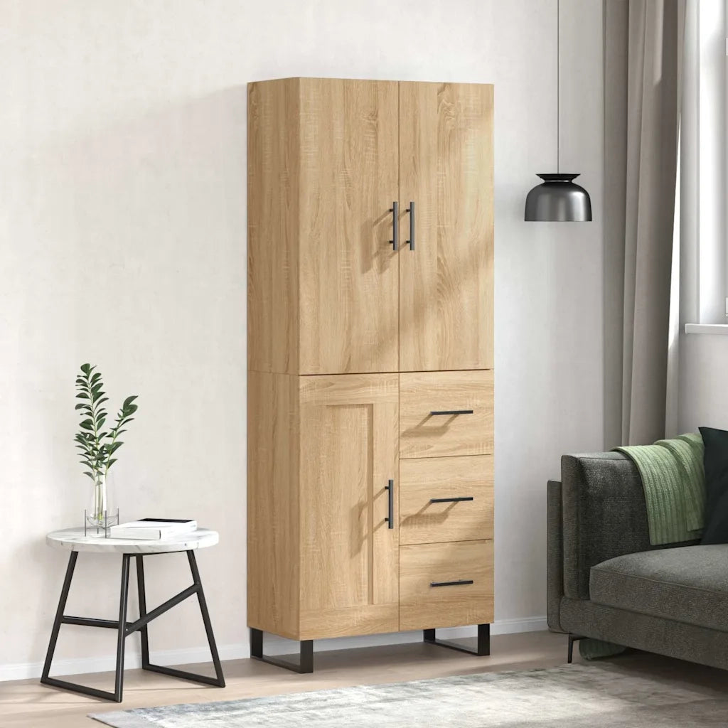 Credenza-Buffet-Armadio da cucina Rovere Sonoma 69,5x34x180 cm in Legno Multistrato 975652