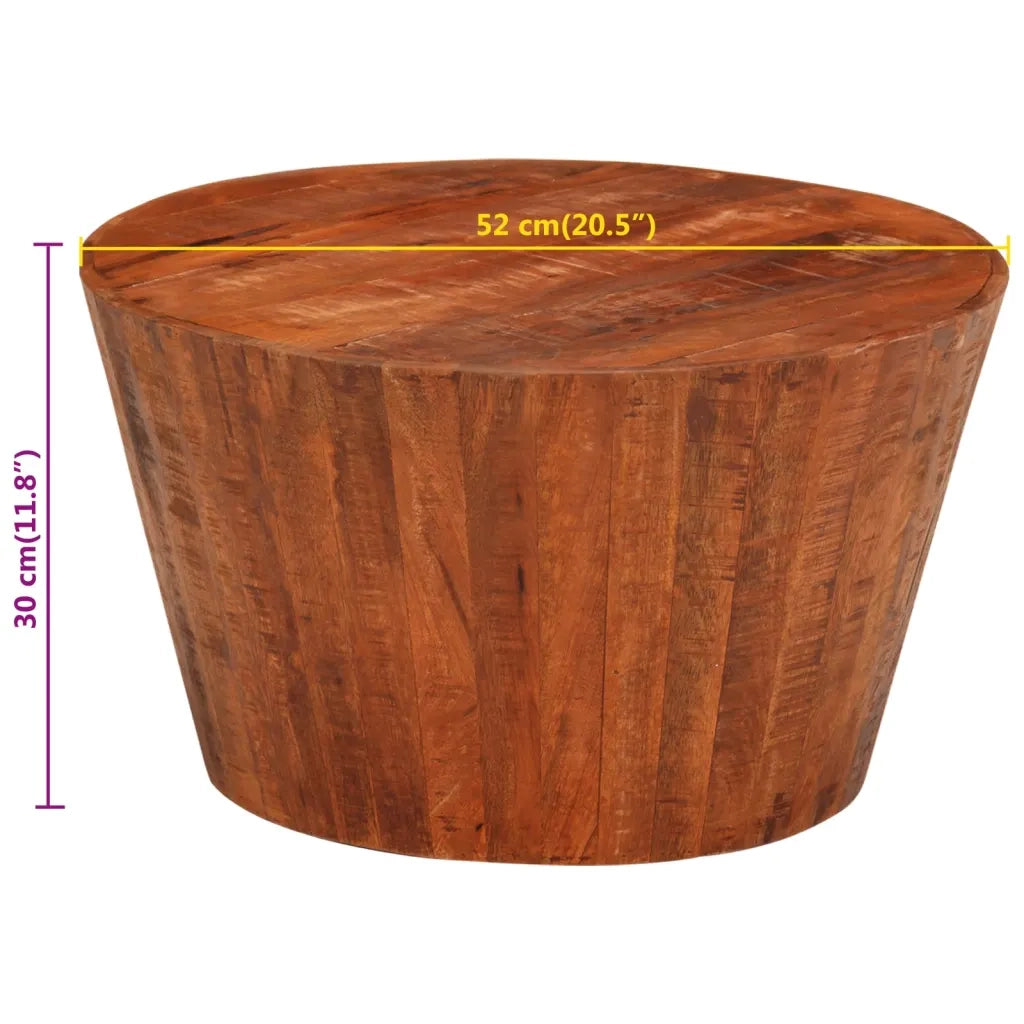 Tavolino da Salotto Ã˜52x30 cm Legno Grezzo Massello di Mango