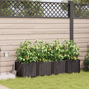 Vasi da Giardino con Sistema di Irrigazione 4 pz Marrone