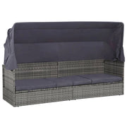 Letto da giardino con baldacchino grigio 205 x 62 cm resina intrecciata 02_0011998
