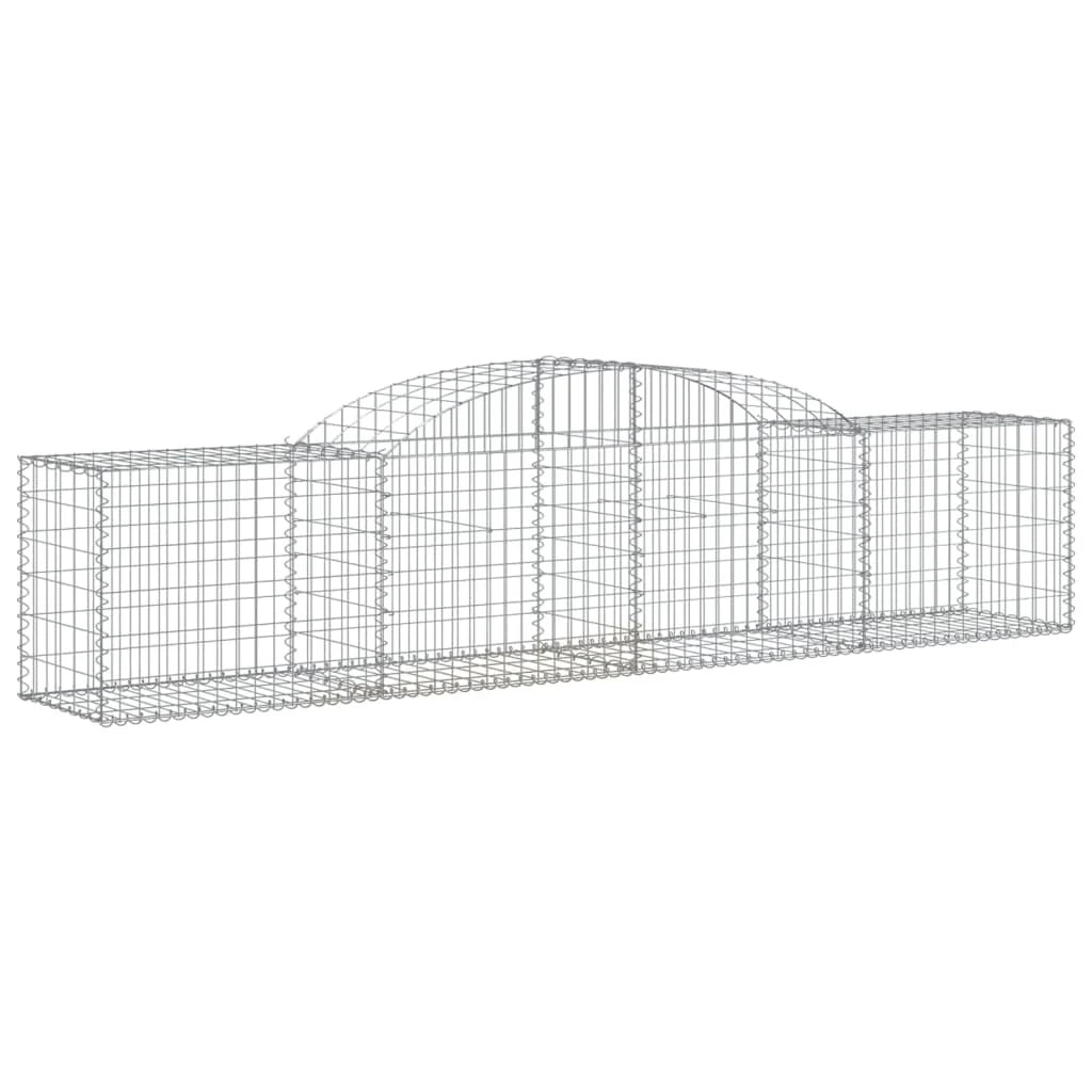 Set di 4 gabbioni ad arco per recinzione gabbia o muro di contenimento 300 x 50 x 60/80 cm ferro zincato argento 02_0041472