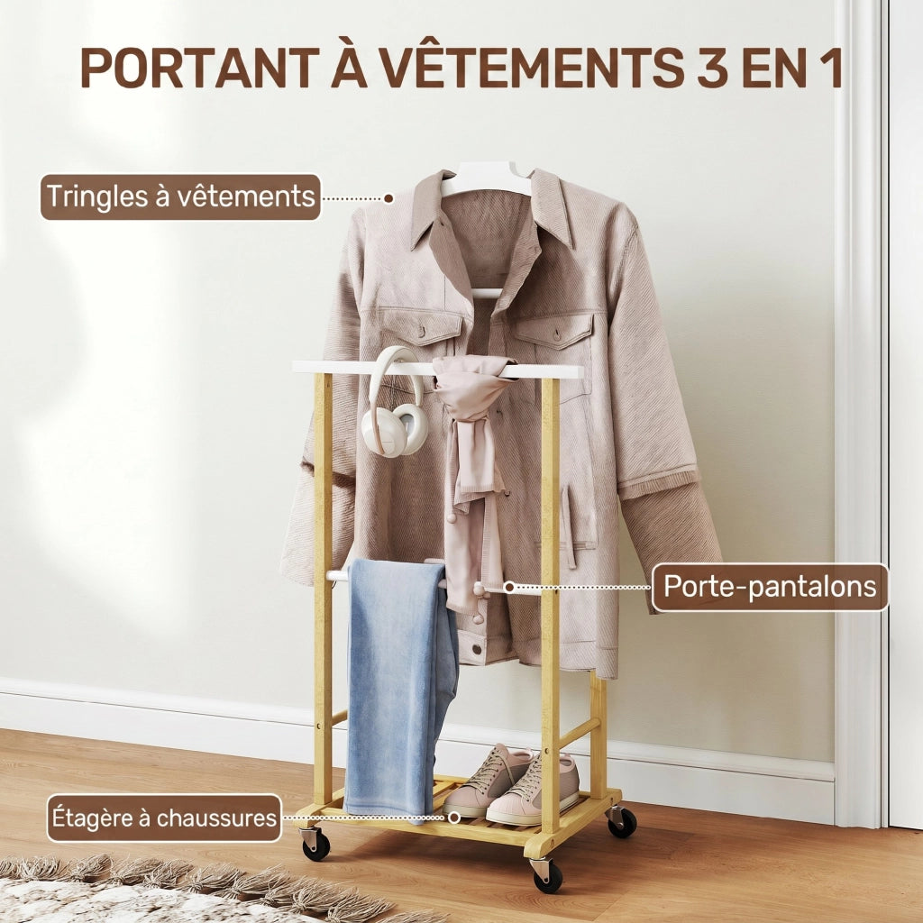 Appendiabiti con ruote in bamb¨´ ¨C zephmum ¨C naturale