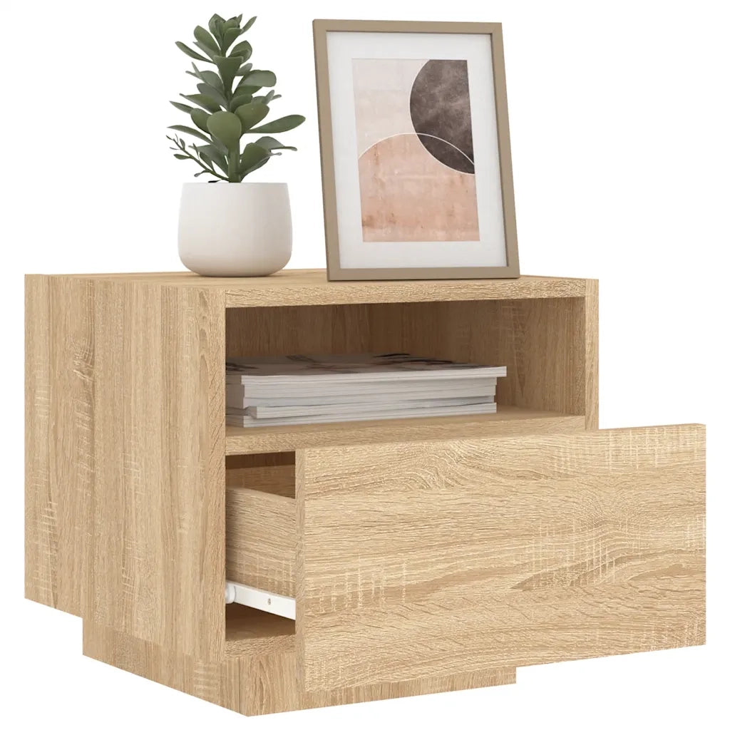 Comodini con Luci LED 2pz Rovere Sonoma 40x39x37 cm 836803