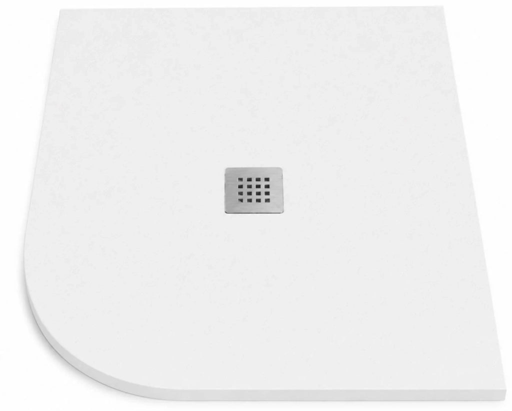 Piatto doccia semicircolare ROUND 80x80 cm Bianco griglia in acciaio