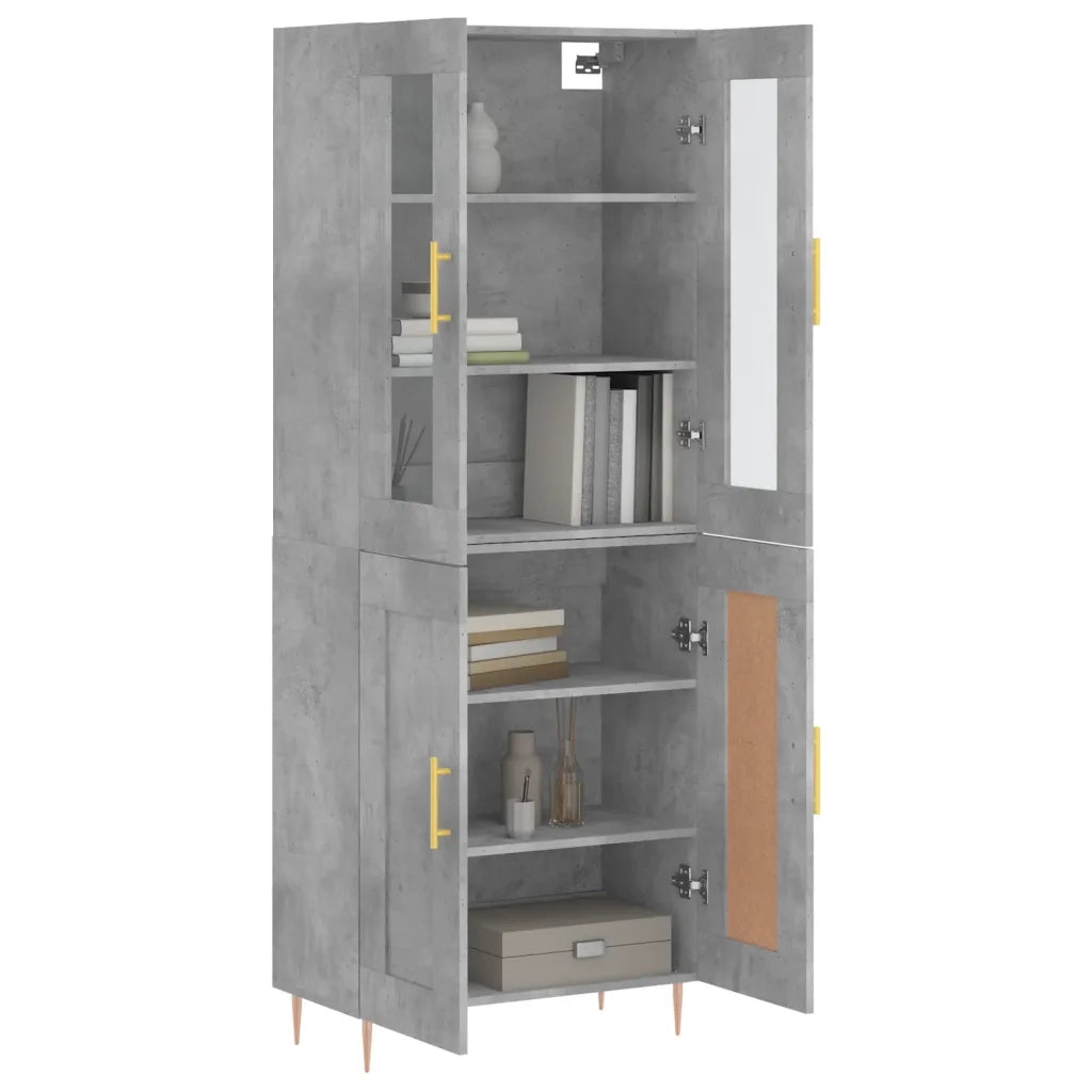 Credenza-Buffet-Armadio da cucina Grigio Cemento 69,5x34x180 cm in Legno Multistrato 369167