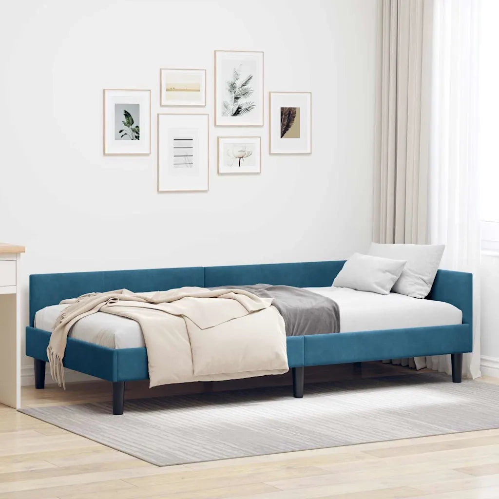 vidaXL Struttura del letto ad angolo con testiera Blu 90 x 190 cm