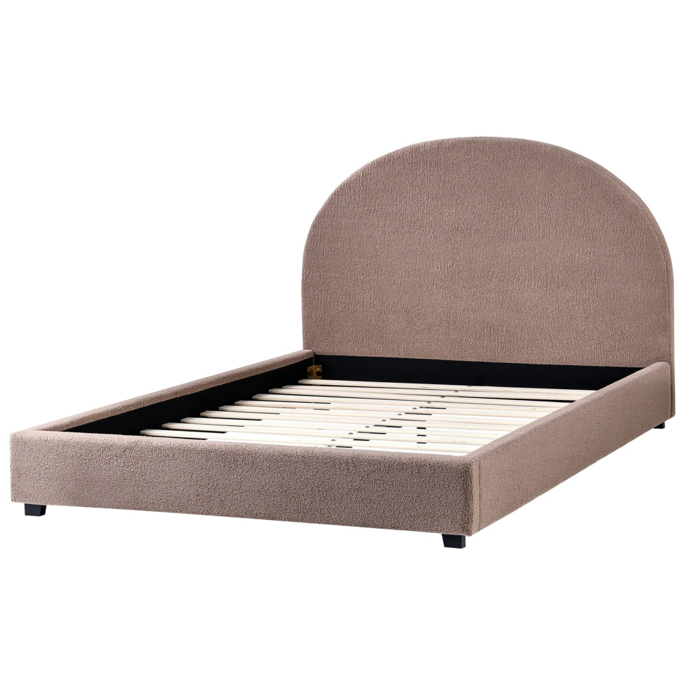 Letto con rete design minimalista retrò bouclé tortora 140 x 200 cm