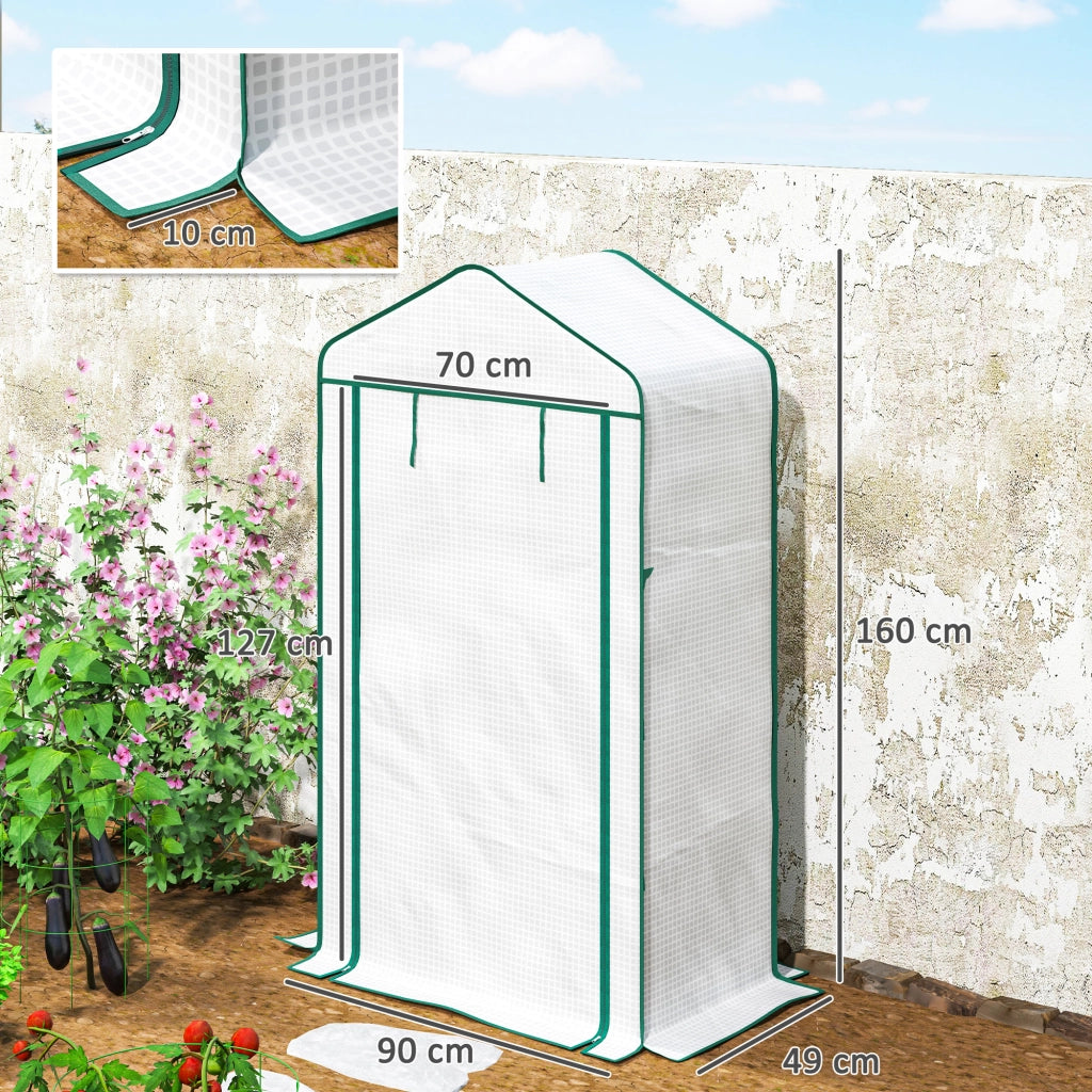 Serra da giardino 4 livelli ¨C zephmum ¨C 90x49x160 cm bianco acciaio galvanizzato