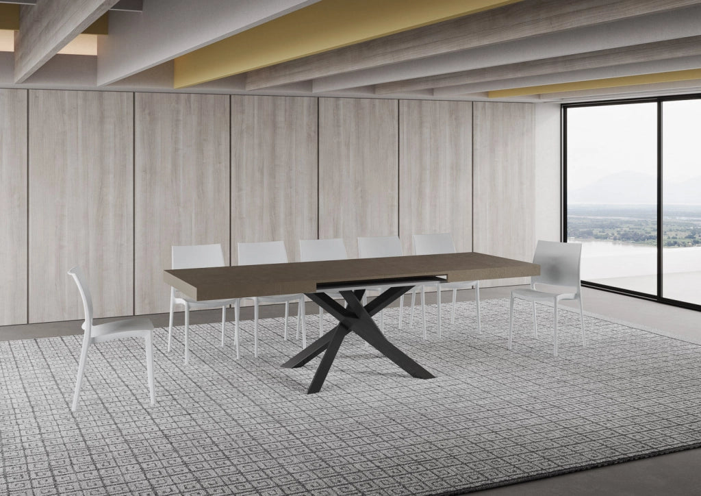 Tavolo Allungabile 160-264x90x77 cm Volantis Tortora Telaio Antracite