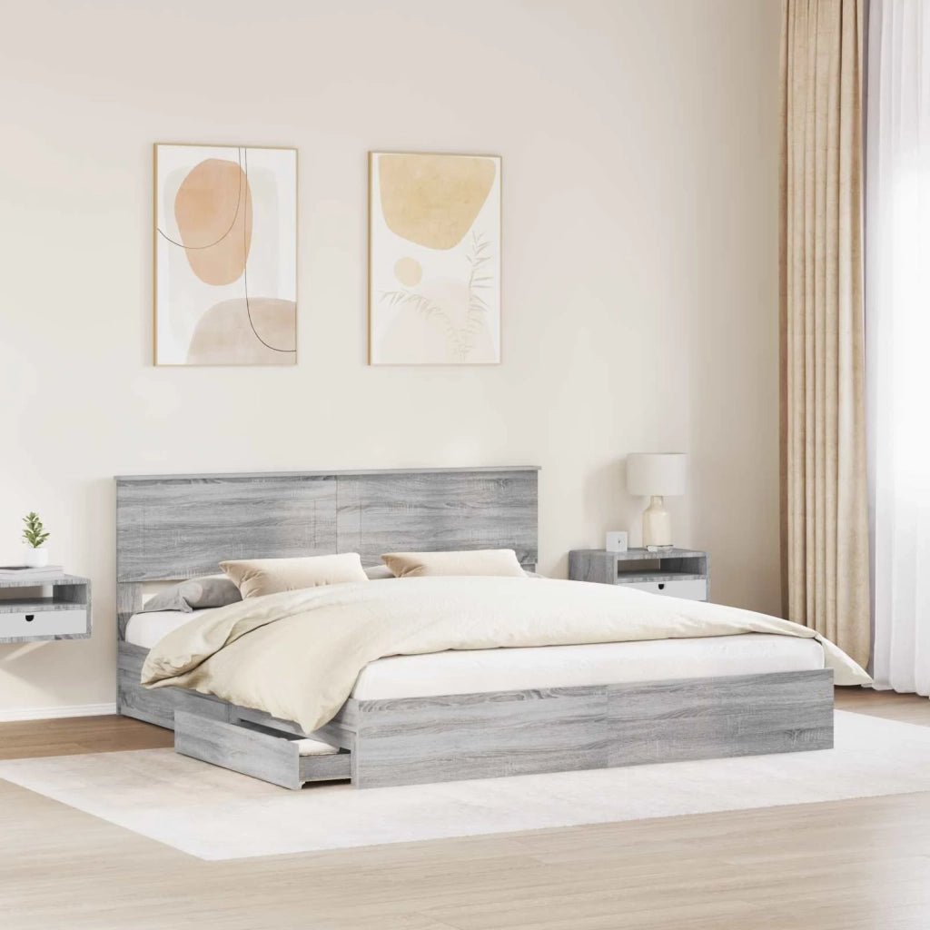Letto con Contenitore con testiera Grigio Sonoma 180 x 200 cm 3408436