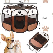 Recinzione per animali pieghevole per cani, tessuto Oxford, gabbia per cani, box acqua resistente per cani, conigli, cavi e gatti, per interni o esterni, 73 x 73 x 43 cm, marrone