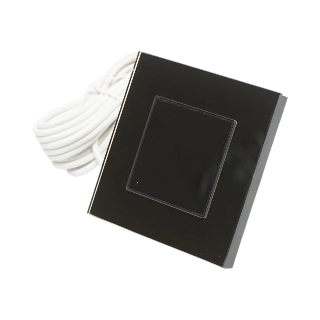 Termostato WiFi per riscaldamento a pavimento e caldaia, display digitale, sensore esterno, cornice in vetro nero 86x86mm