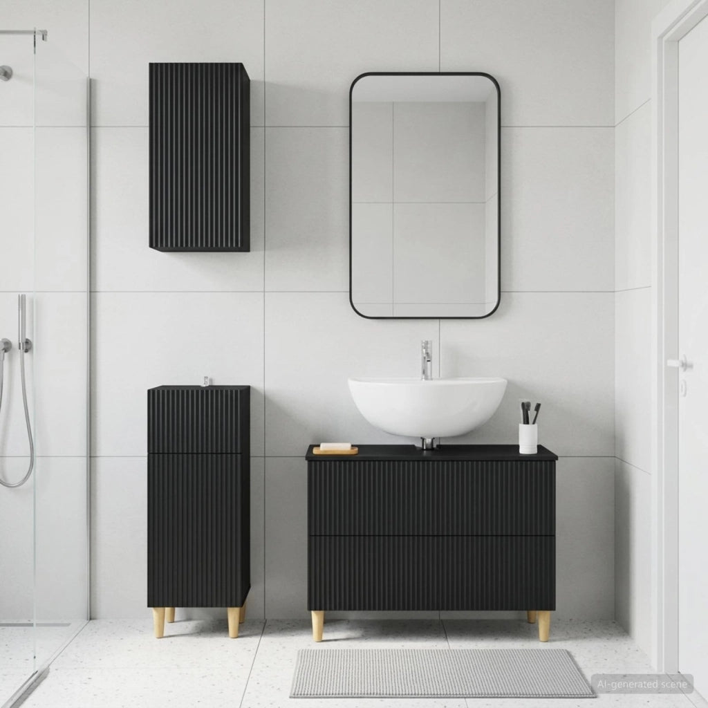 Set di armadietti da bagno in 3 pezzi ARNHEM Nero 3417766