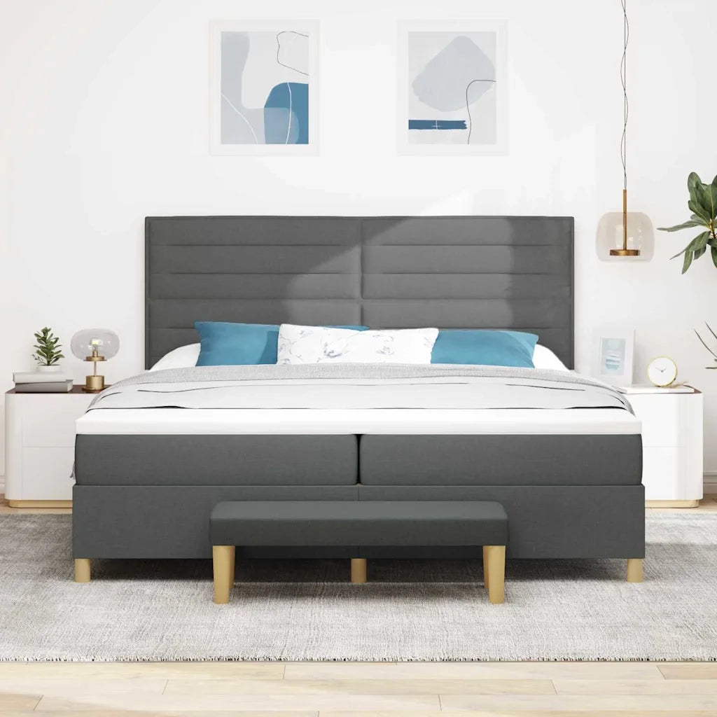 Letto a molle con materasso Grigio scuro 200 x 200 cm Tessuto