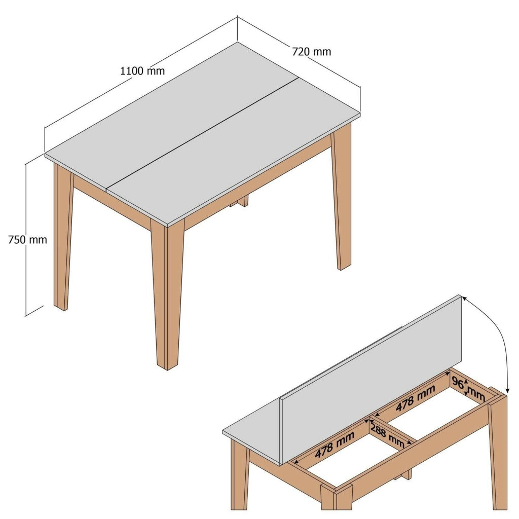 Heli, Tavolo Fisso 6 Posti, 72x110x75h cm Bianco