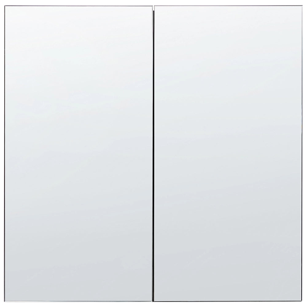 Armadietto a specchio per bagno in compensato bianco 60 x 60 cm Scaffali pensili a 2 ante