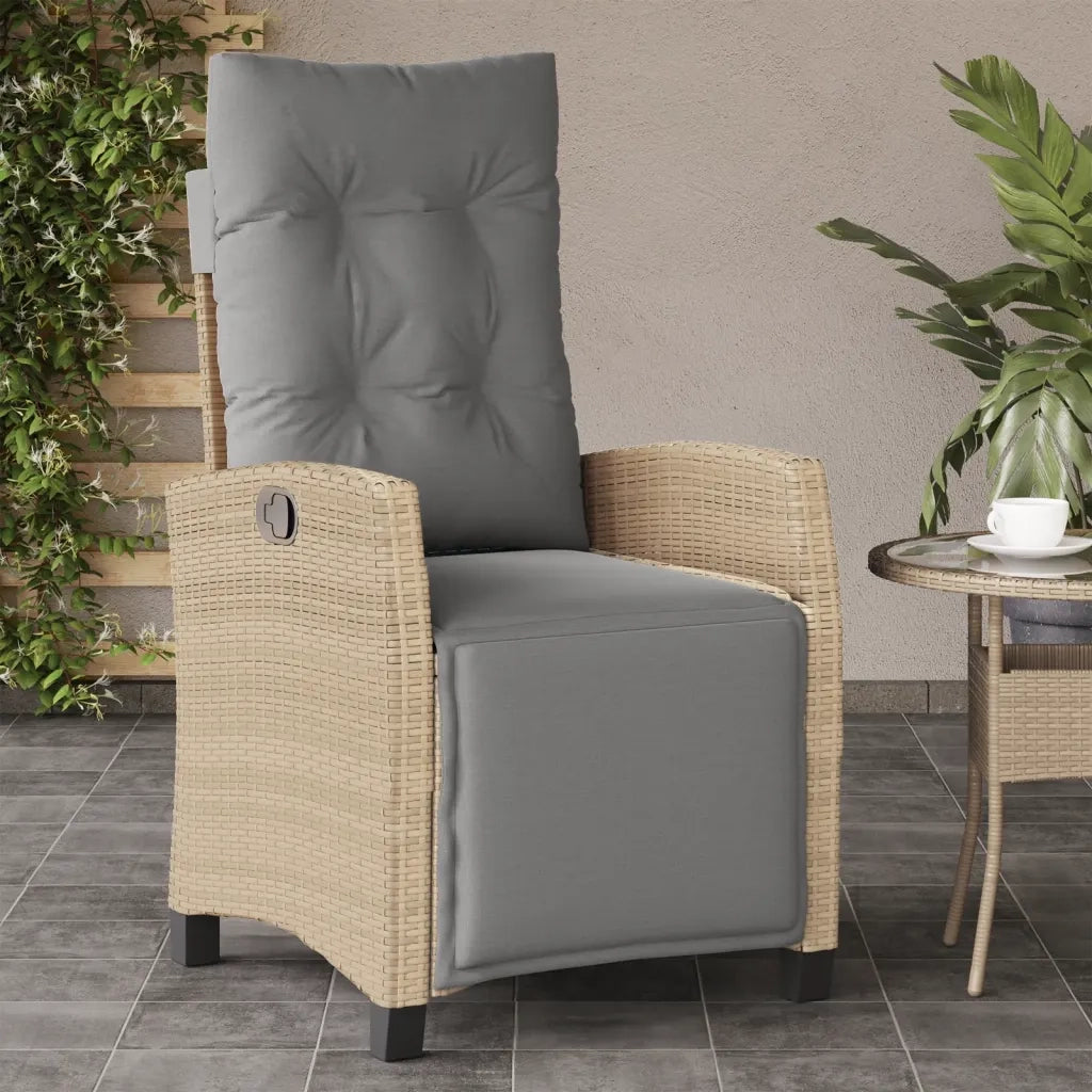 Sedia Reclinabile Giardino e Poggiapiedi Beige Misto Polyrattan 365237