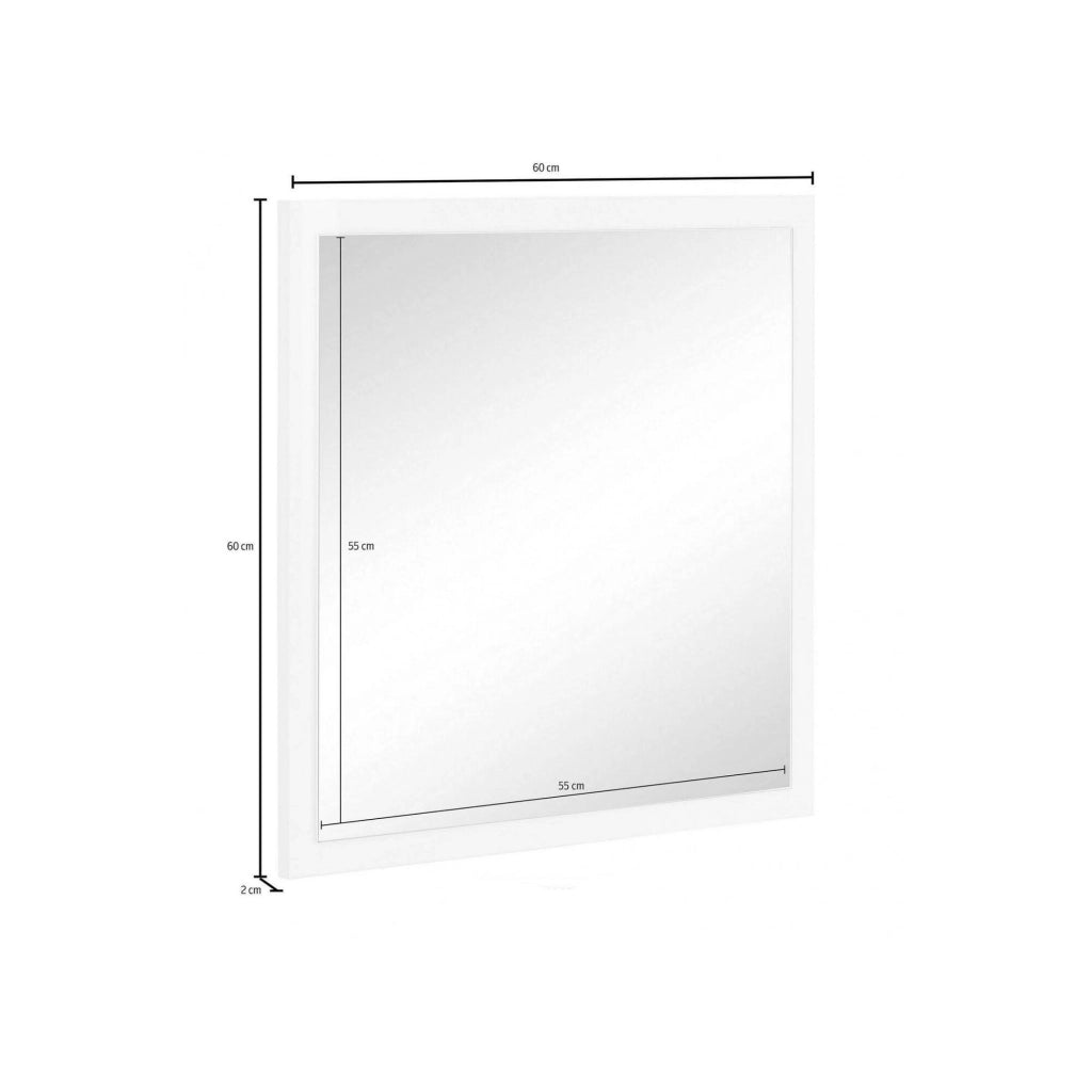 Specchiera da parete con Lelia, Made in Italy, Specchio da bagno, cm 60x2h60, Bianco lucido