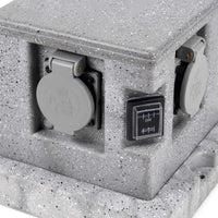 Presa multipla effetto granito per esterno, 4 attacchi, protezione IP44, con sensore