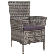 Sedia da Giardino | Sedie da Esterno con Sgabello e Cuscini in Polyrattan Grigio