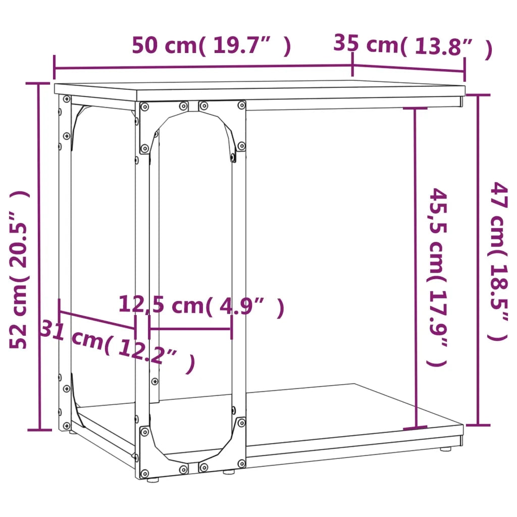 Tavolino Rovere Sonoma 50x35x52 cm in Legno Multistrato 825813