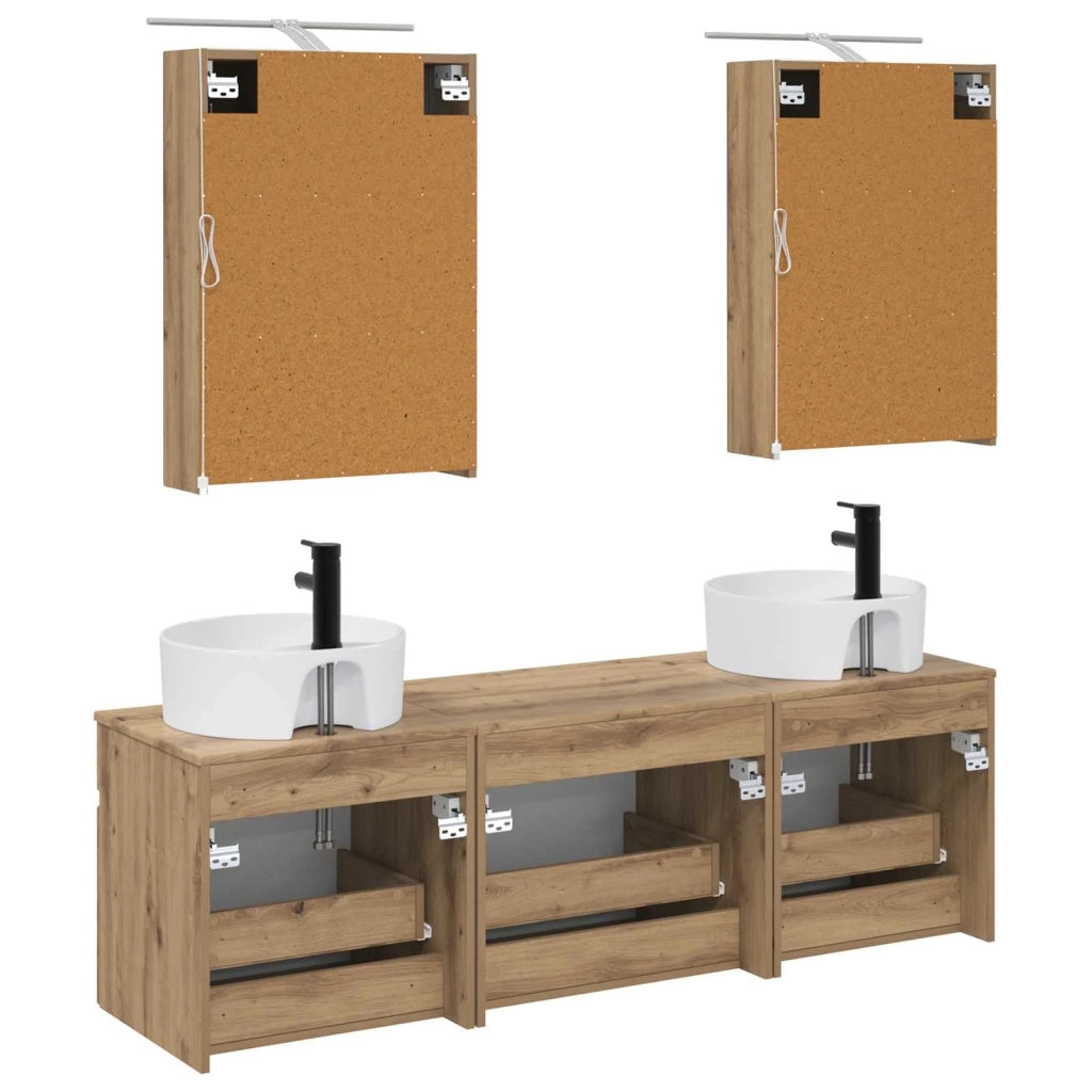Set di Armadi da Bagno 5 pcs Rovere Artigianale 3406598