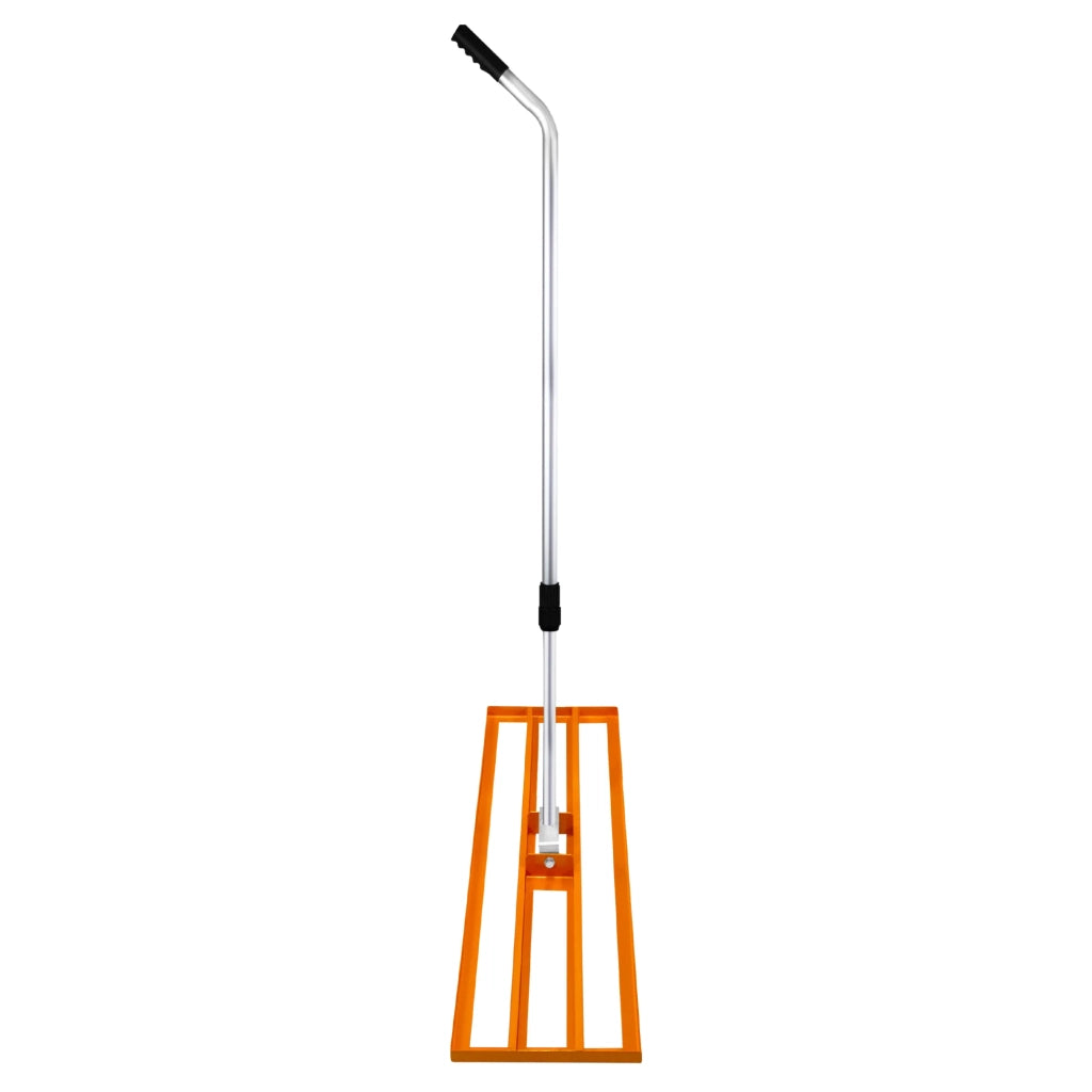 Spargitore Rotante Fertilizzante & Livella Prato 100cm Rastrello Arancione Manico Estensibile