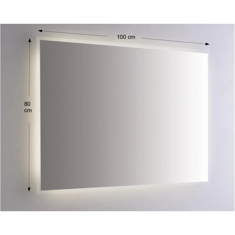 Specchio da Parete Retroilluminato a LED 100X80 cm spessore 4 mm Telagio Grigio in PVC