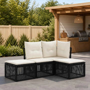 Set Divano da Giardino 4 pz Nero polyrattan 3434179