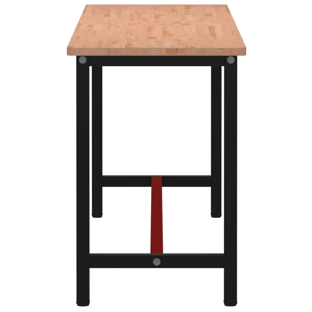 Banco da Lavoro 200x55x81,5 cm Legno Massello Faggio e Metallo