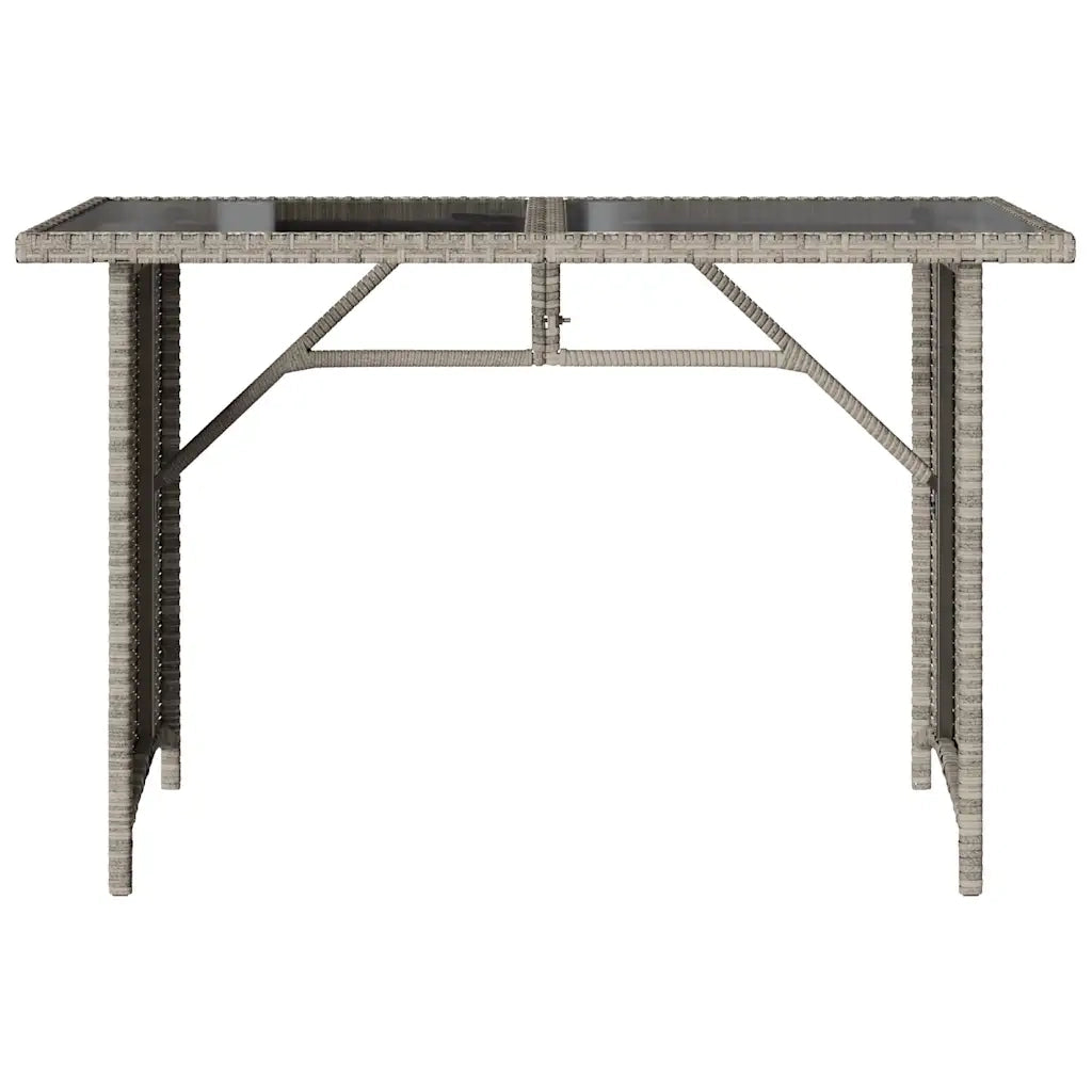 Tavolo Giardino Piano Vetro Grigio Chiaro 110x68x70 Polyrattan