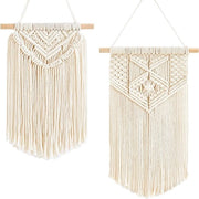 Set di 2 Tappeti Macramé Boho Chic per Decorazione di Interno - Decorazione per Camera e Appartamento - 30 x 25 cm e 40 x 25 cm