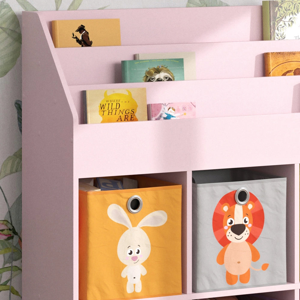 Vicco Libreria bambini rosa 107.2 x 114.2 cm con 6 scatole pieghevoli (colorate)