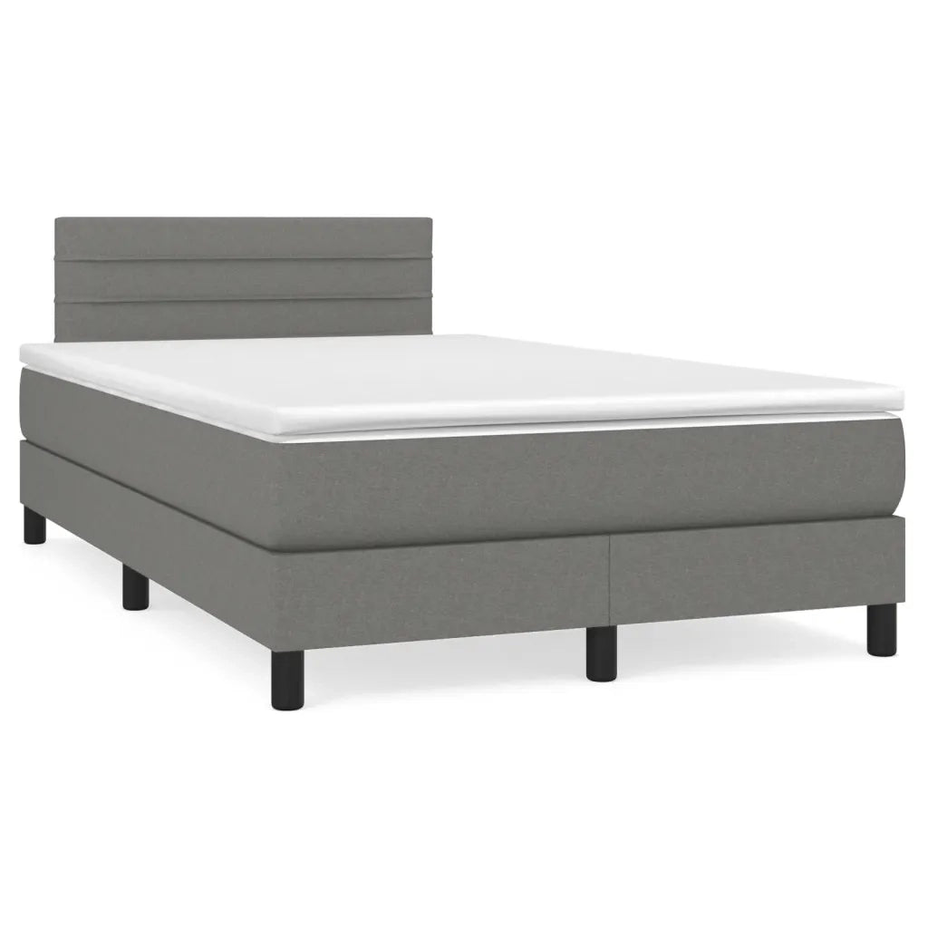 Letto a Molle Materasso e LED Grigio Scuro 120x190cm in Tessuto