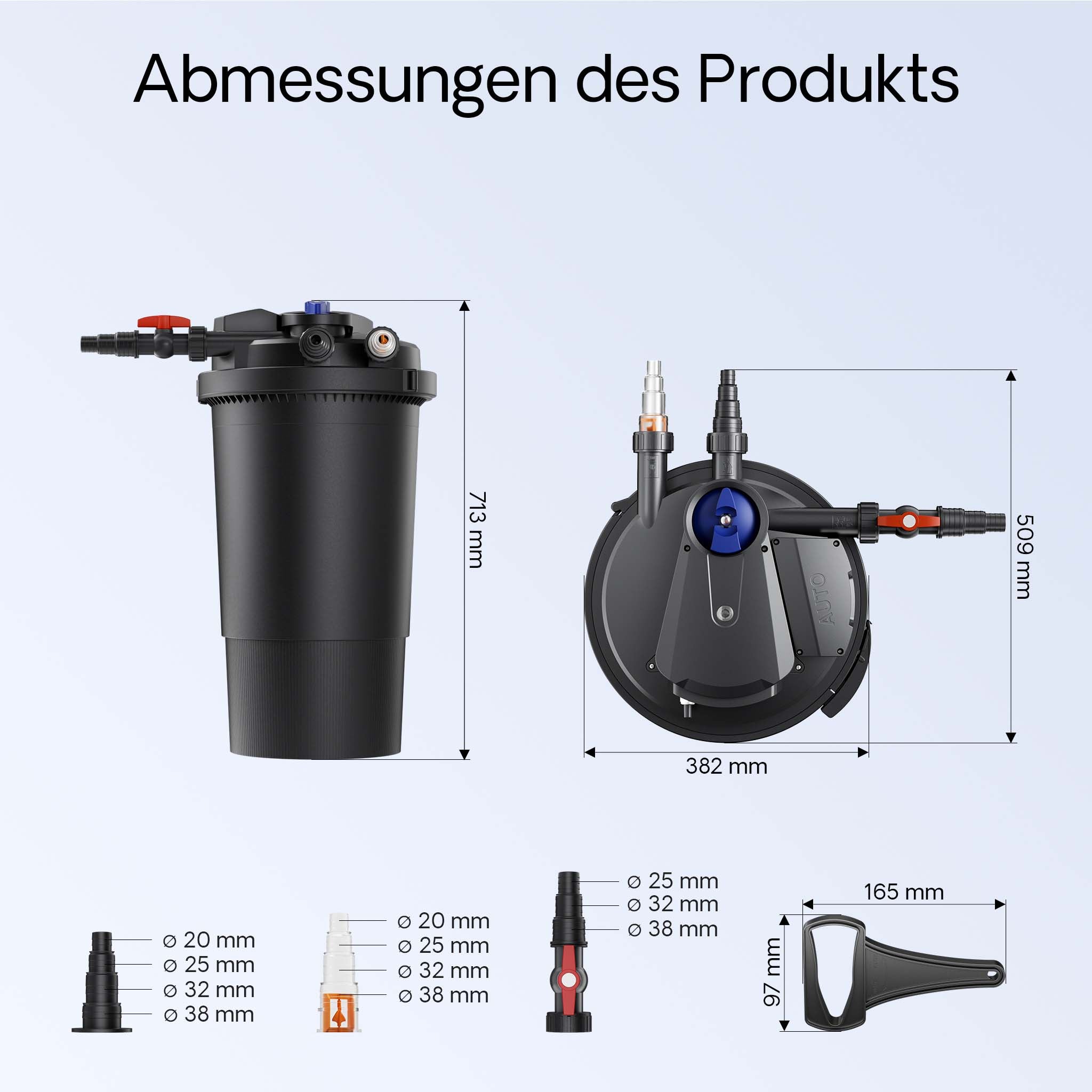 CPA-15000 Filtro a pressione per laghetto con UVC da 18 W Per laghetti fino a 30000 litri