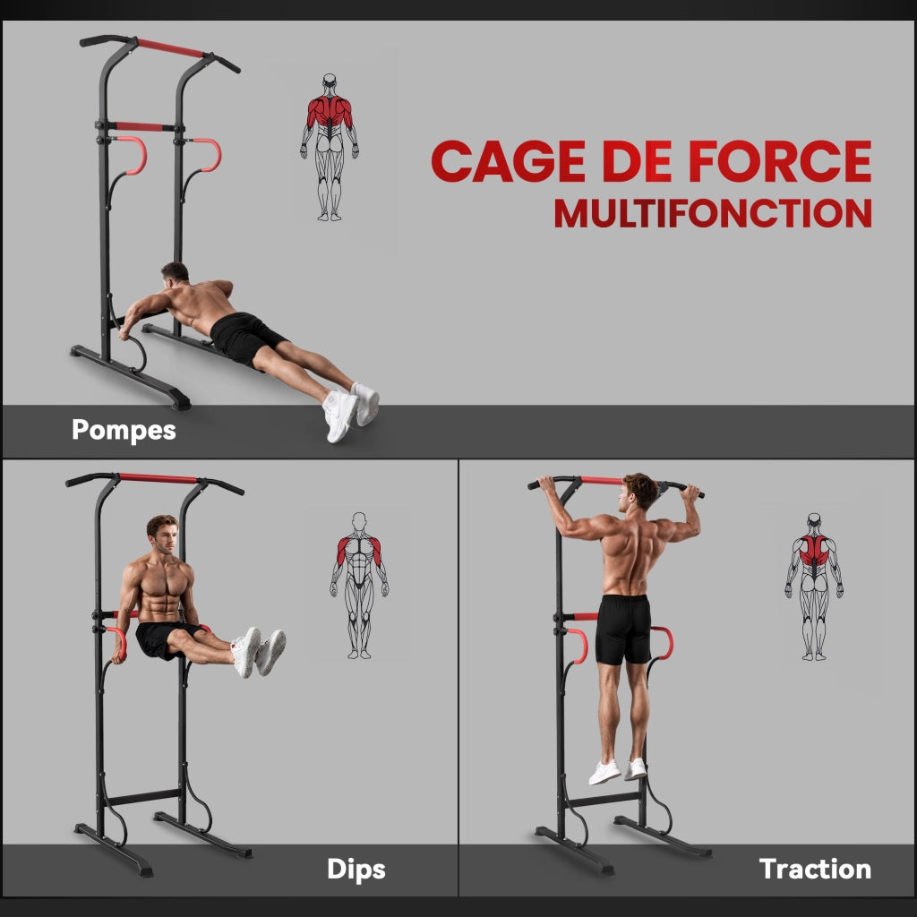 Attrezzatura Palestra Multifunzione ¨C zephmum ¨C Nero Rosso Acciaio Regolabile