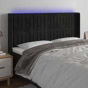 Testiera a LED Nera 163x16x118/128 cm in Velluto 3124342