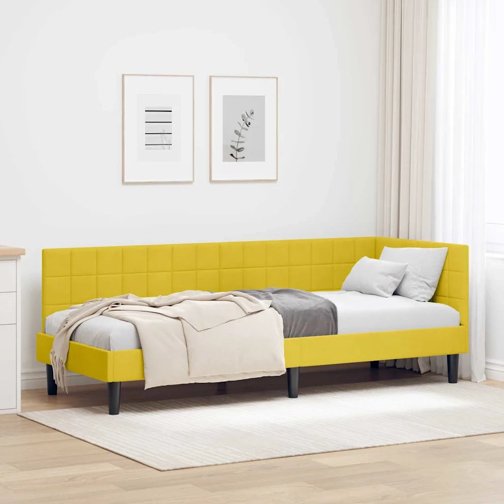 Cornice del letto ad angolo Giallo 80 cm x 200 cm Velluto