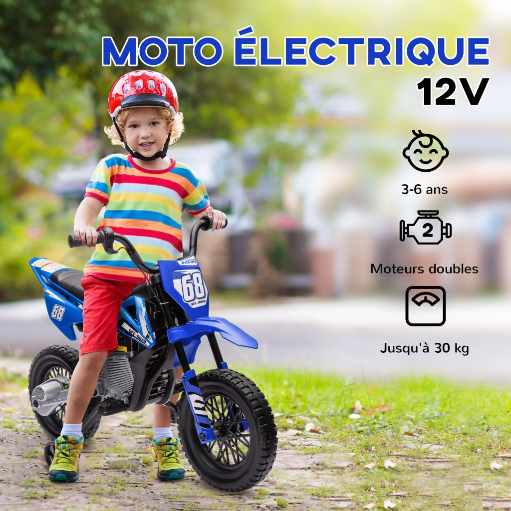 Moto Elettrica per Bambini Cross ¨C zephmum ¨C Blu 109.5x60x72.5cm