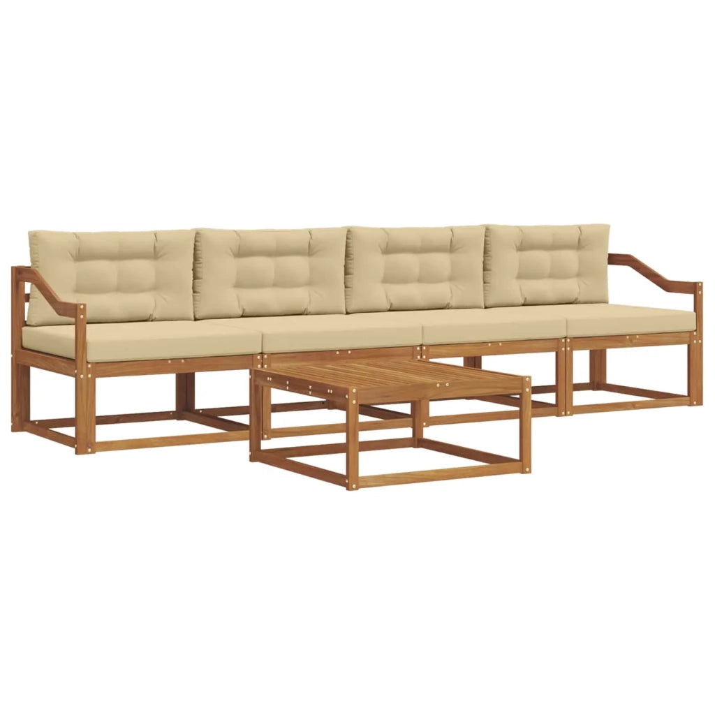 Set di divani da esterno con cuscino 5 pcs Naturale e Beige