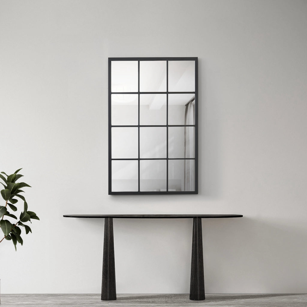 Specchio da Parete Cupello 90 x 60 cm Rettangolare - Nero opaco [en.casa]