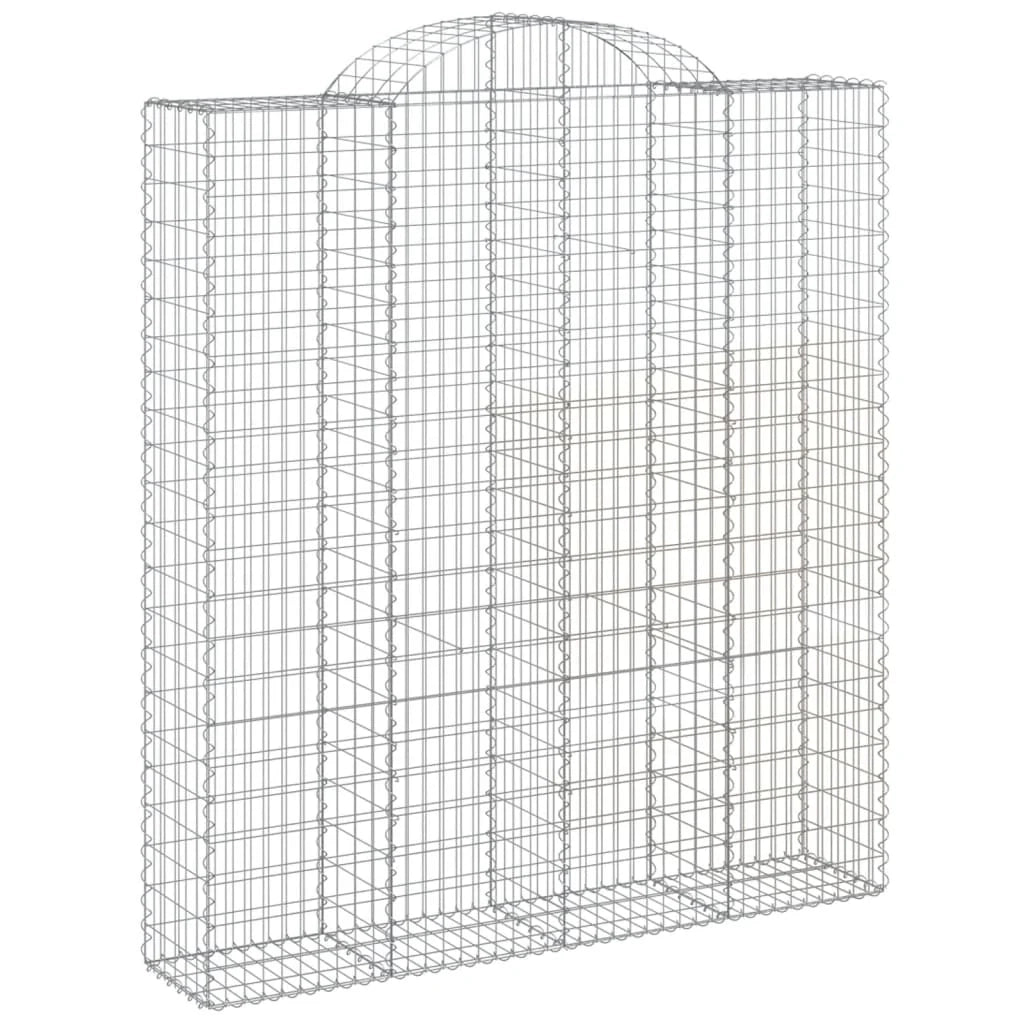 Cestini gabbioni recinzione a gabbia muro di contenimento ad arco 1 set da 2 200 x 50 x 220/240 cm ferro zincato argento 02_0040537