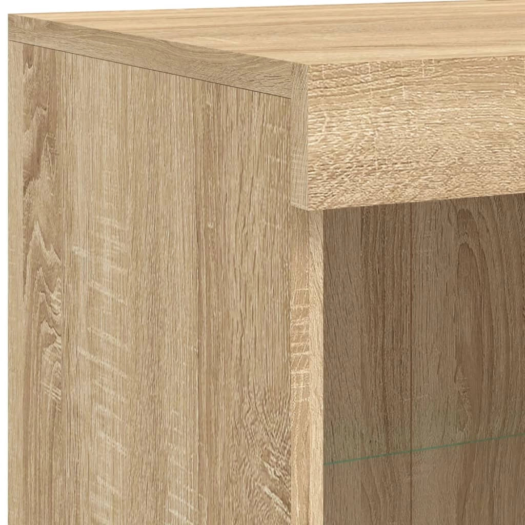 Buffet credenza cassettiera armadio mobile contenitore organizer per cucina soggiorno salotto con luci LED Sonoma 81 x 37 x 100 cm marrone 02_0029970