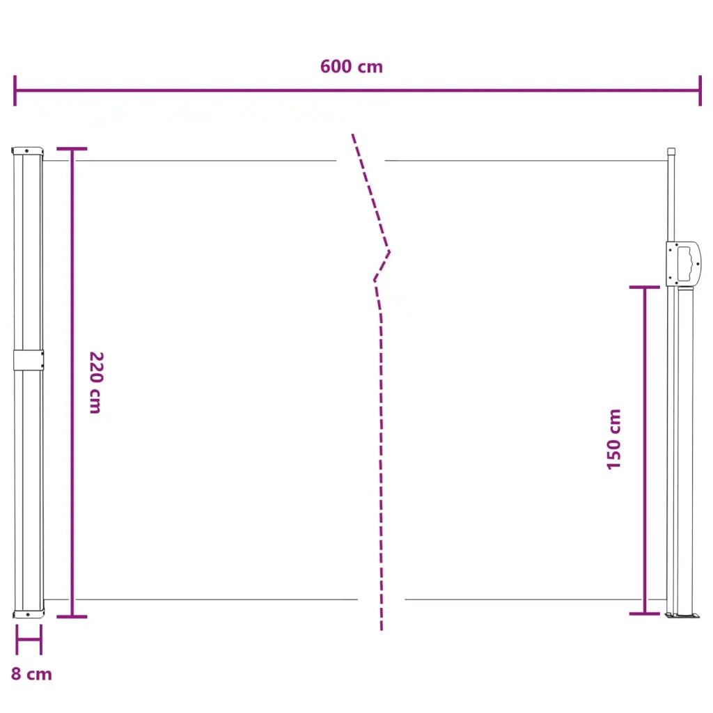 Tenda laterale retrattile Grigio 600 x 220 cm Poliestere 42035545