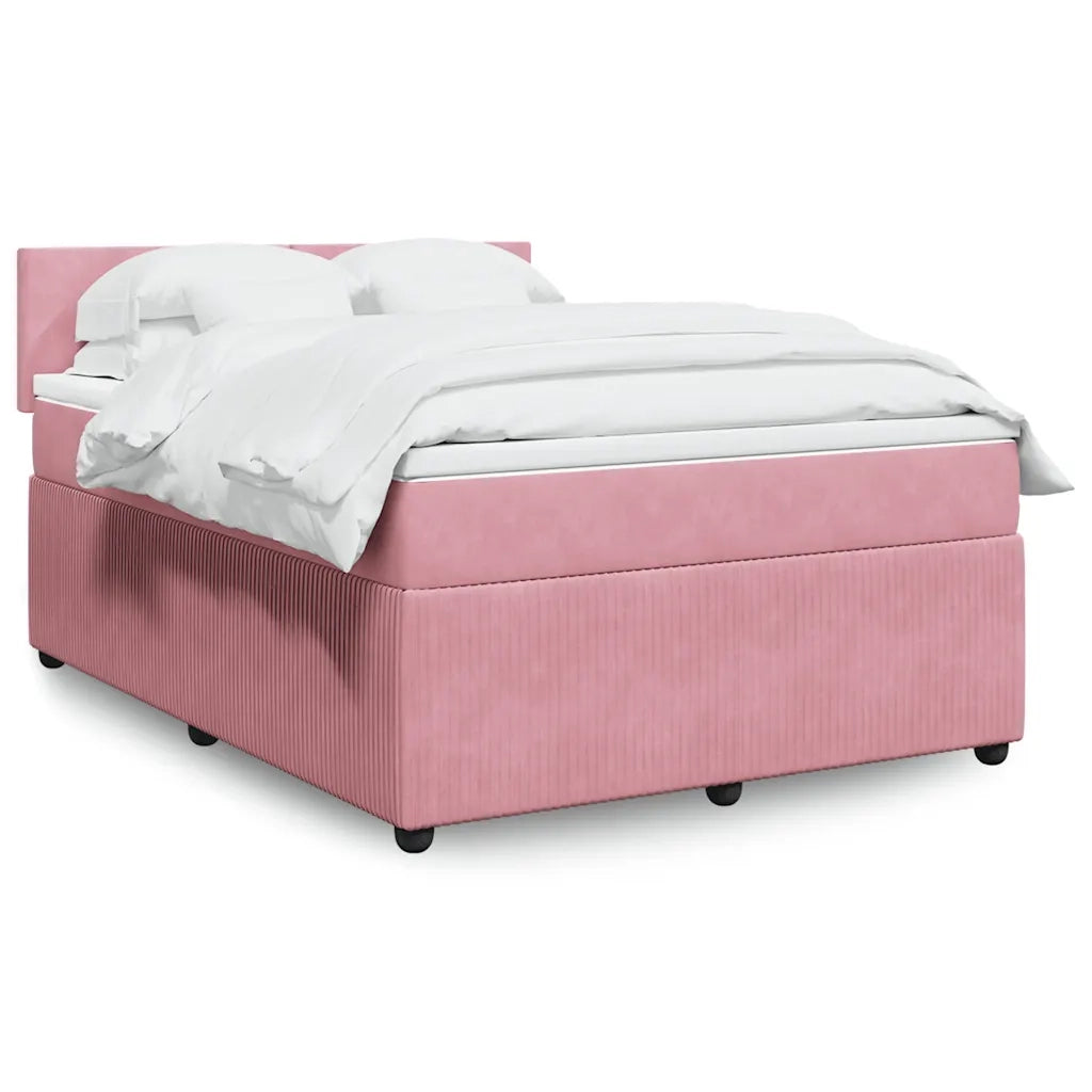 Giroletto a Molle con Materasso Rosa 140x200 cm in Velluto 3287757